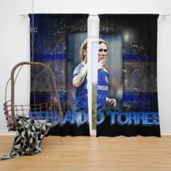 Excellent Chelsea Football Player Fernando Torres Window Curtain