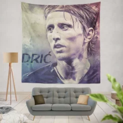 Excellent Croatian Football Player Luka Modric Tapestry