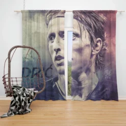 Excellent Croatian Football Player Luka Modric Window Curtain