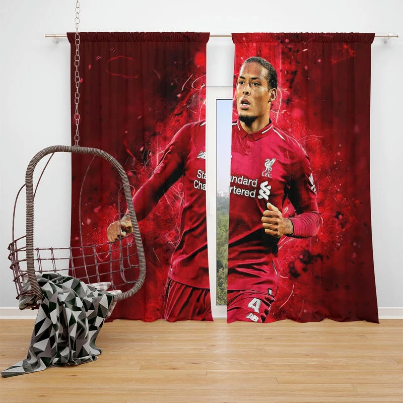 Excellent Dutch Football Player Virgil van Dijk Window Curtain