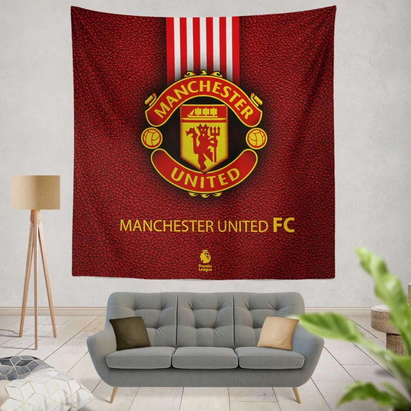 Excellent English Soccer Team Manchester United Logo Tapestry