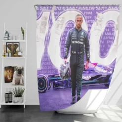 Excellent Formula 1 Racer Lewis Hamilton Shower Curtain