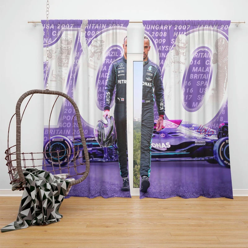 Excellent Formula 1 Racer Lewis Hamilton Window Curtain