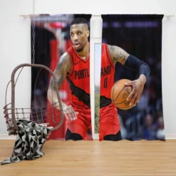 Excellent NBA Basketball Player Damian Lillard Window Curtain