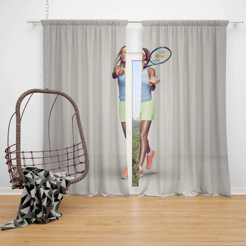 Excellent Tennis Player Naomi Osaka Window Curtain