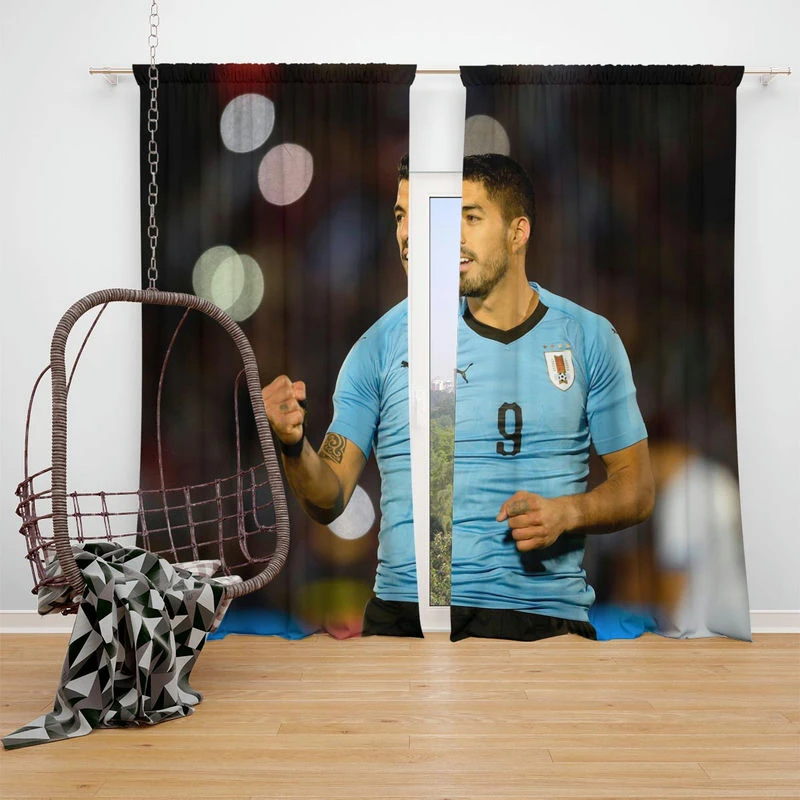 Excellent Uruguay Soccer Player Luis Suarez Window Curtain