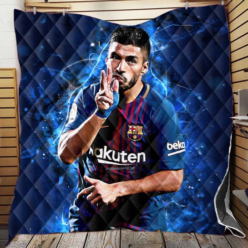 Exciting Barca Football Club Luis Suarez Quilt Blanket