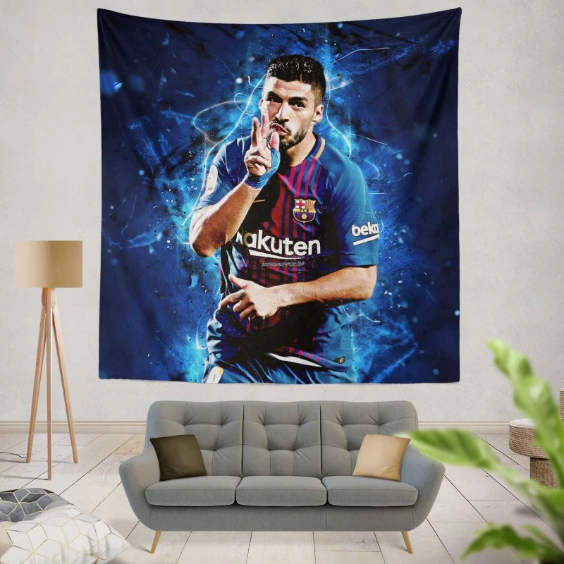 Exciting Barca Football Club Luis Suarez Tapestry