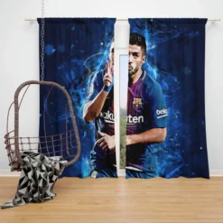 Exciting Barca Football Club Luis Suarez Window Curtain