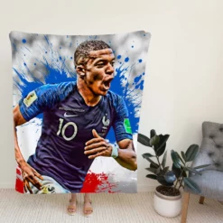 Exciting Franch Football Player Kylian Mbappe Fleece Blanket