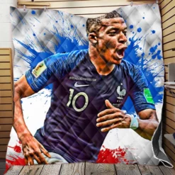 Exciting Franch Football Player Kylian Mbappe Quilt Blanket