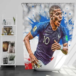 Exciting Franch Football Player Kylian Mbappe Shower Curtain