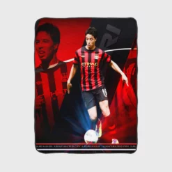 Exciting Midfield Soccer Player Samir Nasri Fleece Blanket 1