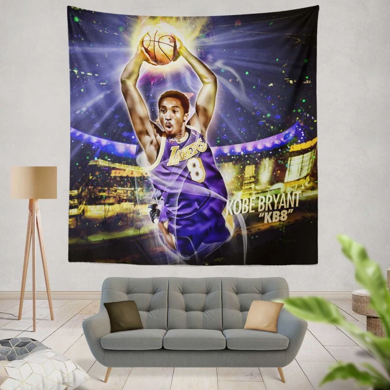 Exciting NBA Basketball Player Kobe Bryant Tapestry