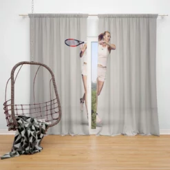 Excititng Czech Tennis Player Petra Kvitova Window Curtain