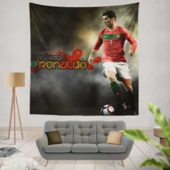 Extraordinary Portugal Cristiano Ronaldo Football Player Tapestry