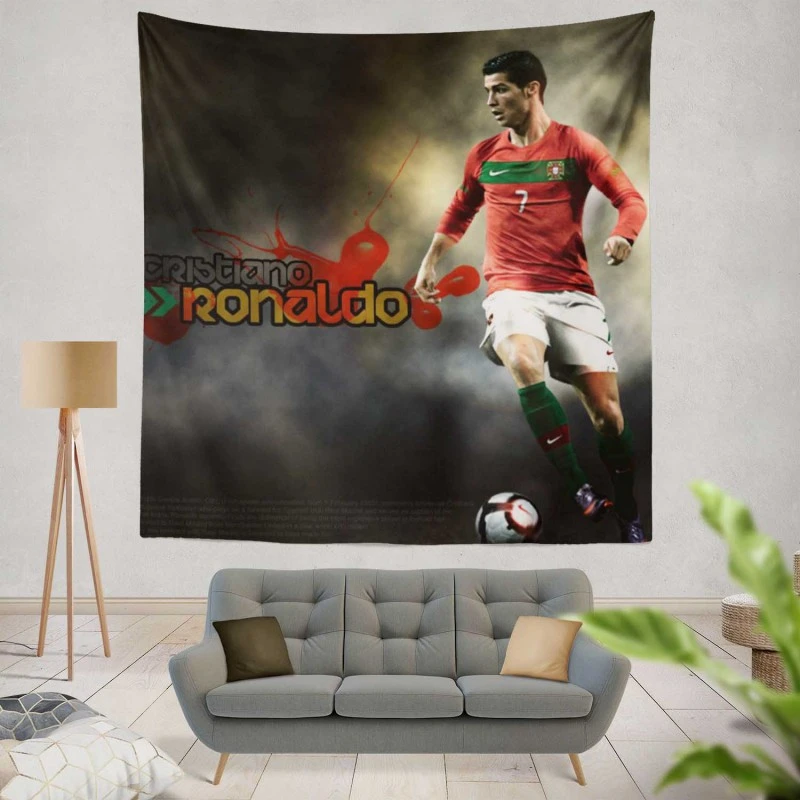 Extraordinary Portugal Cristiano Ronaldo Football Player Tapestry