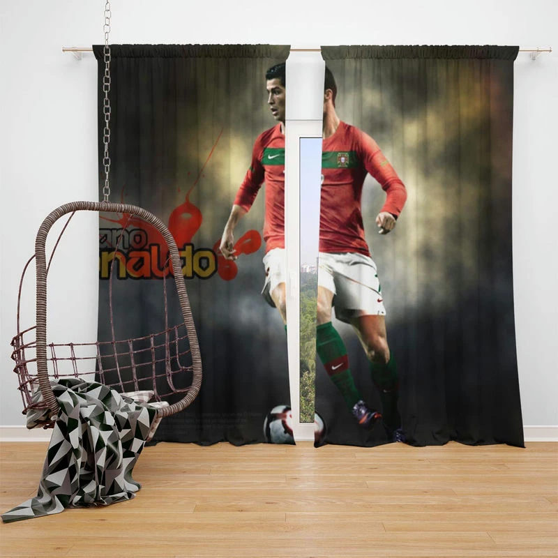 Extraordinary Portugal Cristiano Ronaldo Football Player Window Curtain