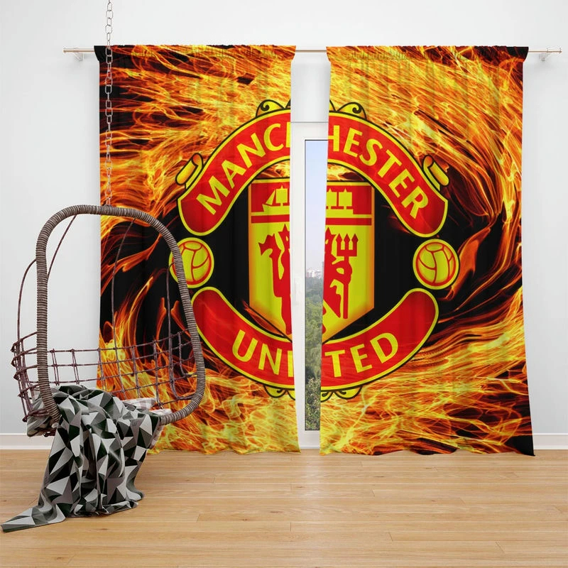 FA Cup Soccer Team Manchester United FC Window Curtain