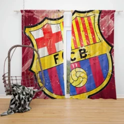 FC Barcelona Champions League Football Club Window Curtain
