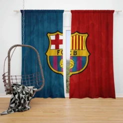 FC Barcelona Exciting Football Club Window Curtain