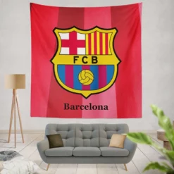 FC Barcelona Football Team Logo Tapestry