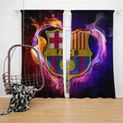 FC Barcelona Soccer Club Window Curtain