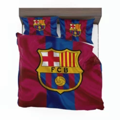 FC Barcelona Striped Design Football Logo Bedding Set 1