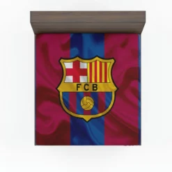 FC Barcelona Striped Design Football Logo Fitted Sheet