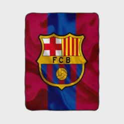 FC Barcelona Striped Design Football Logo Fleece Blanket 1