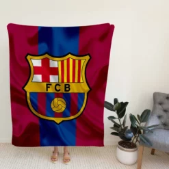 FC Barcelona Striped Design Football Logo Fleece Blanket