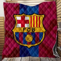 FC Barcelona Striped Design Football Logo Quilt Blanket