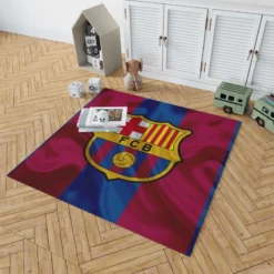 FC Barcelona Striped Design Football Logo Rug 1