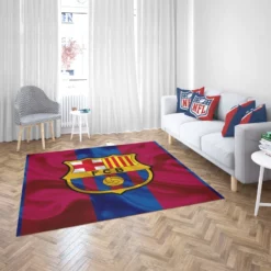 FC Barcelona Striped Design Football Logo Rug 2