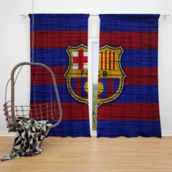 FC Barcelona Strongest Spanish Football Team Window Curtain