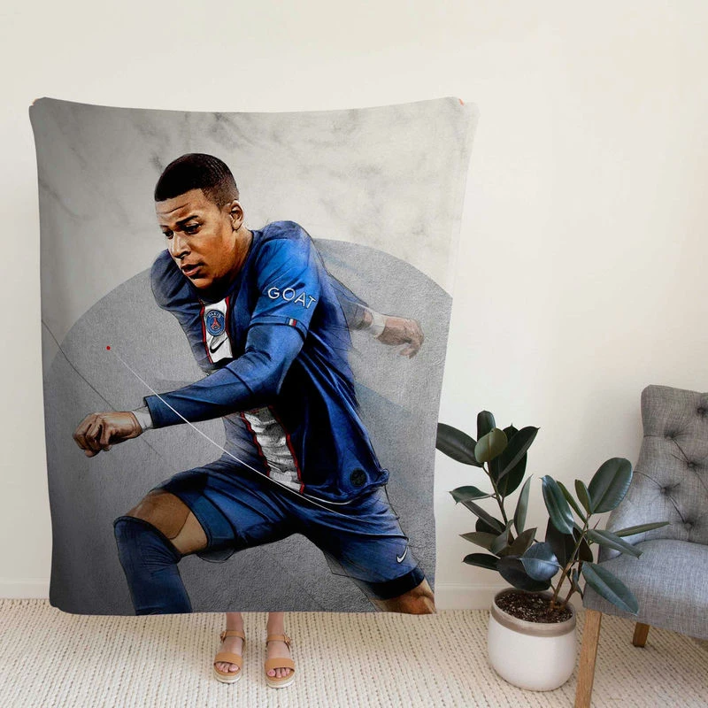 FIFA 23 Kylian Mbappe PSG Football Fleece Blanket