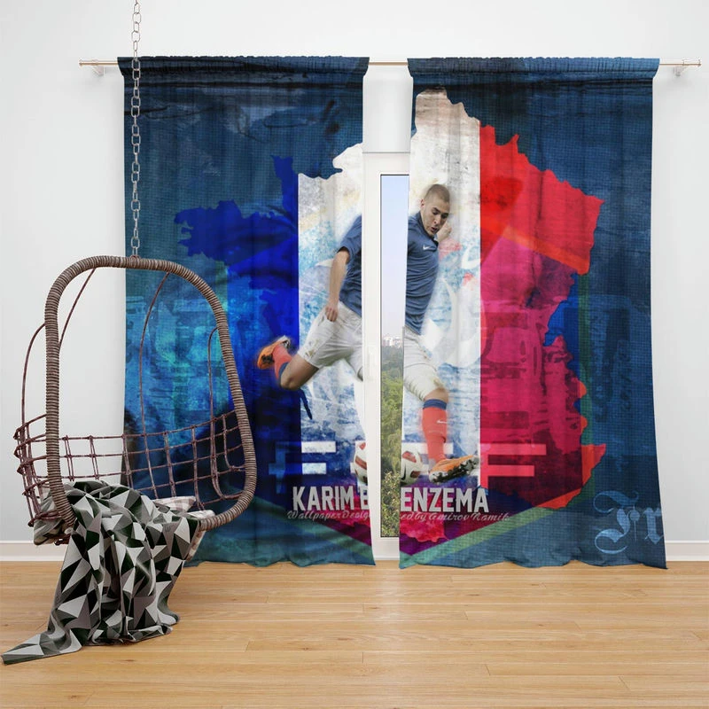 FIFA Football Player Karim Benzema Window Curtain