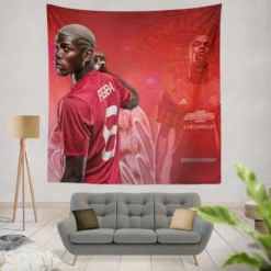Fast United Football Player Paul Pogba Tapestry