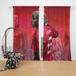 Fast United Football Player Paul Pogba Window Curtain