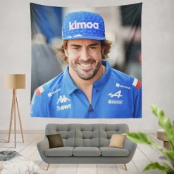 Fernando Alonso Classic Spanish Formula 1 Player Tapestry
