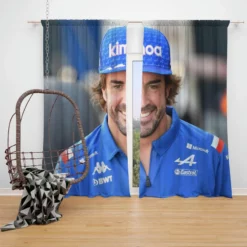 Fernando Alonso Classic Spanish Formula 1 Player Window Curtain