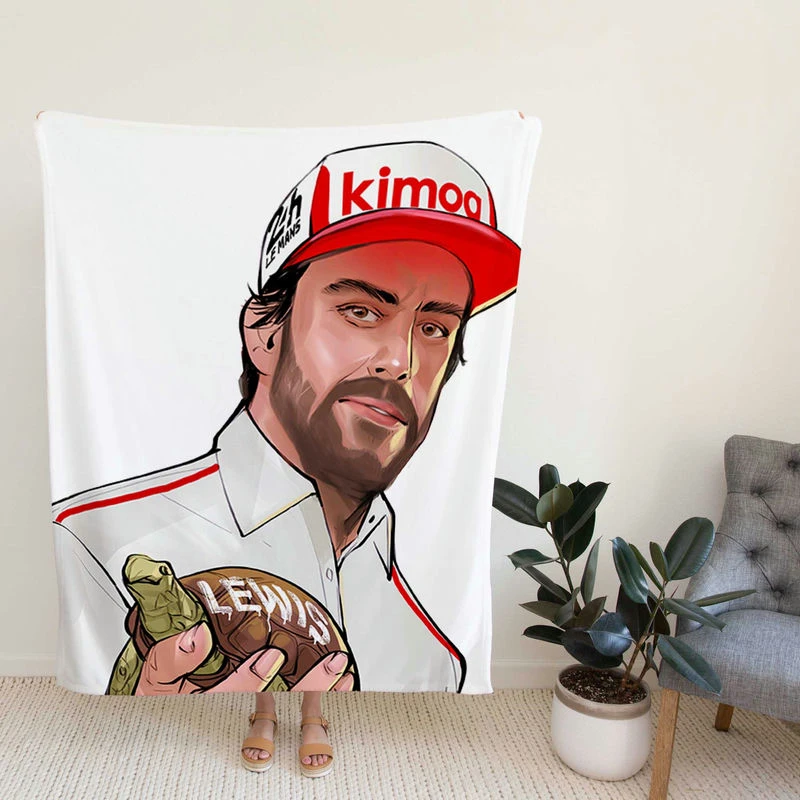 Fernando Alonso Energetic Spanish Formula 1 Player Fleece Blanket