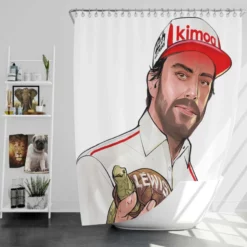 Fernando Alonso Energetic Spanish Formula 1 Player Shower Curtain