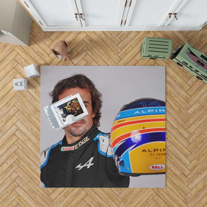 Fernando Alonso Exciting Spanish Formula 1 Player Rug