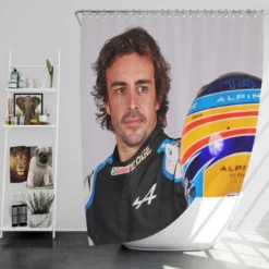 Fernando Alonso Exciting Spanish Formula 1 Player Shower Curtain