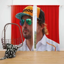 Fernando Alonso Popular Spanish Formula 1 Player Window Curtain
