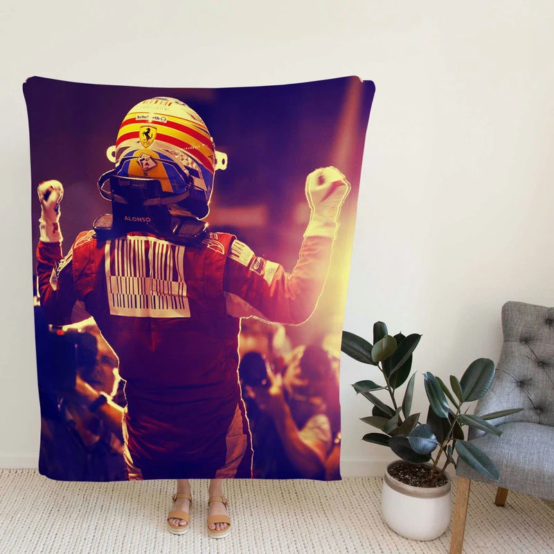 Fernando Alonso Powerful Spanish Formula 1 Player Fleece Blanket