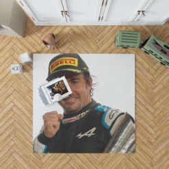 Fernando Alonso Spanish Formula 1 Player Rug