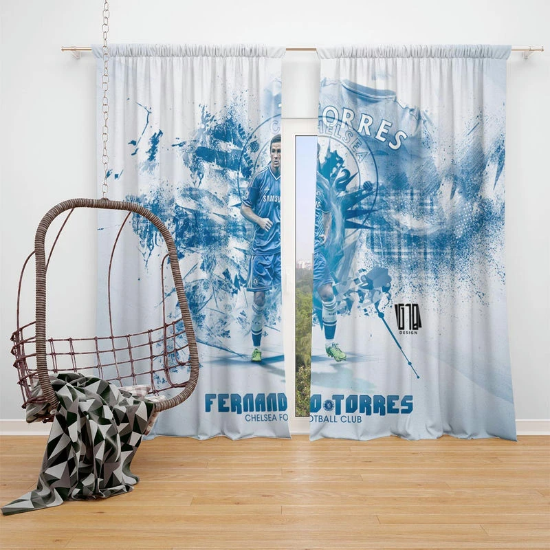 Fernando Torres Chelsea Officiel Player Window Curtain