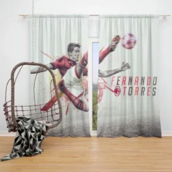 Fernando Torres Competitive AC Milan Football Player Window Curtain